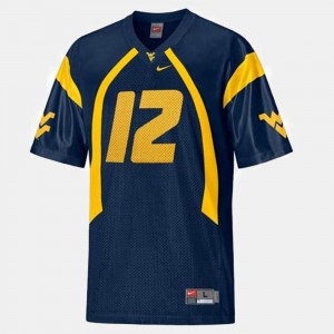 Mens WV #12 Geno Smith Blue College Football Jersey 863495-739