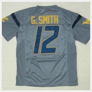 Men's West Virginia #12 Geno Smith Gray College Football Jersey 739913-705