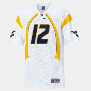 Youth(Kids) West Virginia University #12 Geno Smith White College Football Jersey 605875-995