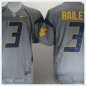 Youth West Virginia University #3 Stedman Bailey Gray College Football Jersey 565104-414