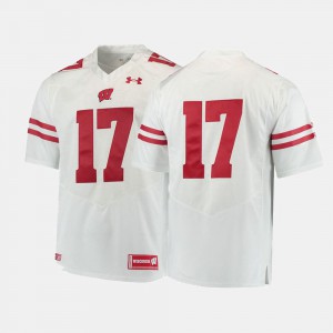 Mens Wisconsin Badger #17 White College Football Jersey 933015-384