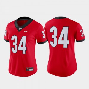For Women Georgia #34 Red Game College Football Jersey 492217-450