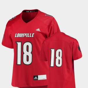 Womens UofL #18 Red College Football Replica Jersey 126787-159