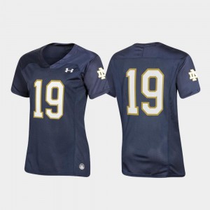 For Women Notre Dame #19 Navy Replica Jersey 160015-586