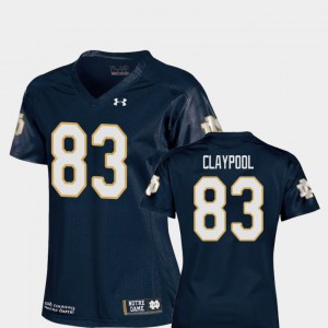 Women University of Notre Dame #83 Chase Claypool Navy College Football Replica Jersey 124437-314
