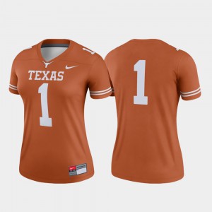 Womens Longhorns #1 Texas Orange Legend College Football Jersey 581564-372