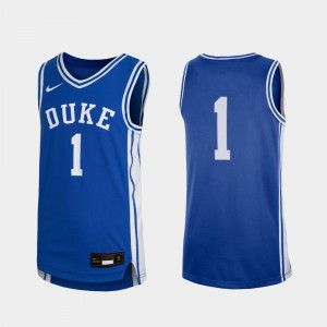 Youth(Kids) Duke University #1 Royal Replica College Basketball Jersey 167612-130