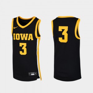 Youth Iowa Hawk #3 Black Replica Basketball Jersey 607675-534