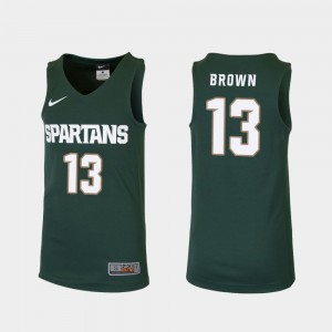 Kids Spartans #3 Gabe Brown Green Replica College Basketball Jersey 118682-466
