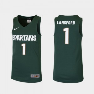 Youth Michigan State Spartans #1 Joshua Langford Green Replica College Basketball Jersey 160249-532