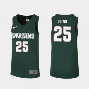 Kids Spartans #25 Kenny Goins Green Replica College Basketball Jersey 546308-246