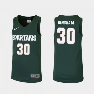 For Kids Michigan State Spartans #30 Marcus Bingham Jr. Green Replica College Basketball Jersey 868072-834