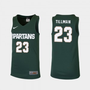 Kids Michigan State #23 Xavier Tillman Green Replica College Basketball Jersey 952839-898
