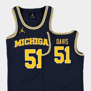 For Kids Michigan #51 Austin Davis Navy Replica College Basketball Jordan Jersey 992490-519