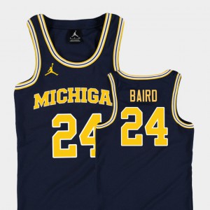 Youth University of Michigan #24 C.J. Baird Navy Replica College Basketball Jordan Jersey 399375-417