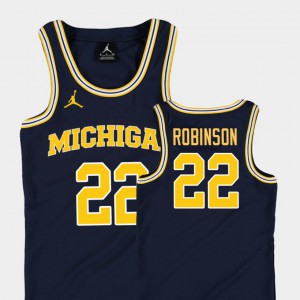 For Kids Michigan #22 Duncan Robinson Navy Replica College Basketball Jordan Jersey 777708-215