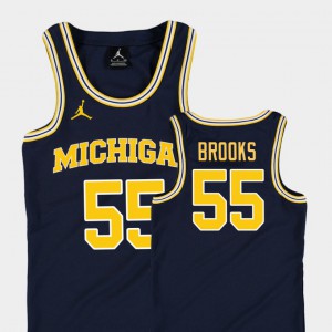 Youth(Kids) Wolverines #55 Eli Brooks Navy Replica College Basketball Jordan Jersey 458785-829