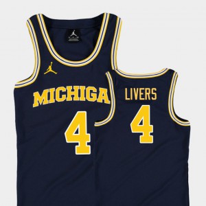 Youth(Kids) Michigan #4 Isaiah Livers Navy Replica College Basketball Jordan Jersey 579071-643