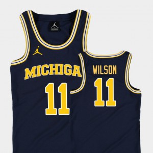 Youth Michigan Wolverines #11 Luke Wilson Navy Replica College Basketball Jordan Jersey 223157-575