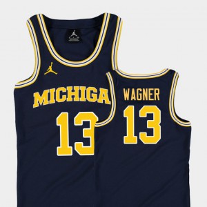 For Kids University of Michigan #13 Moritz Wagner Navy Replica College Basketball Jordan Jersey 277265-809