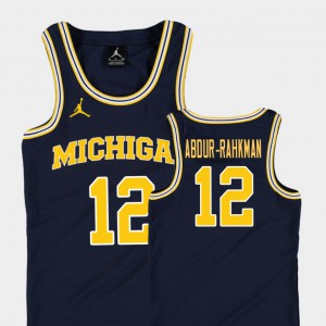 Youth Michigan #12 Muhammad-Ali Abdur-Rahkman Navy Replica College Basketball Jordan Jersey 685580-269