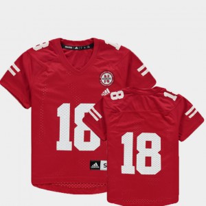 Youth(Kids) Cornhuskers #18 Scarlet College Football Replica Jersey 423106-421