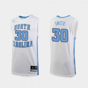 For Kids Tar Heels #30 K.J. Smith White Replica College Basketball Jersey 135523-675