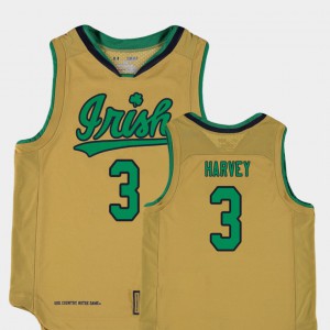 Youth(Kids) Fighting Irish #3 D.J. Harvey Gold Replica College Basketball Special Games Jersey 550953-122