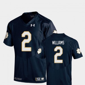 Youth Notre Dame #2 Dexter Williams Navy College Football Replica Jersey 431564-216