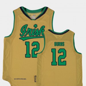 For Kids Irish #12 Elijah Burns Gold Replica College Basketball Special Games Jersey 690386-178