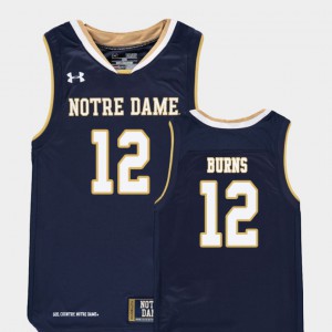 Youth(Kids) University of Notre Dame #12 Elijah Burns Navy Replica College Basketball Jersey 774491-484