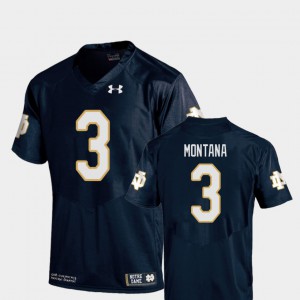 For Kids ND #3 Joe Montana Navy College Football Replica Jersey 744938-486