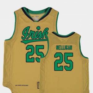 Youth(Kids) Irish #25 Liam Nelligan Gold Replica College Basketball Special Games Jersey 919201-657
