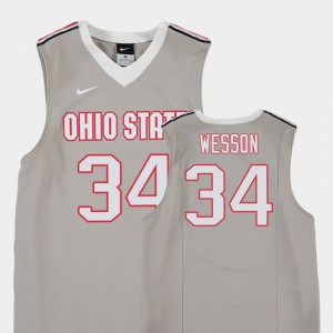 Youth(Kids) Ohio State #34 Kaleb Wesson Gray Replica College Basketball Jersey 841044-272