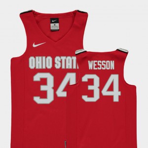 For Kids Buckeye #34 Kaleb Wesson Red Replica College Basketball Jersey 443691-663