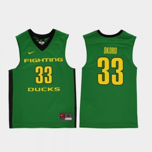 Youth(Kids) University of Oregon #33 Francis Okoro Green Replica College Basketball Jersey 880374-272