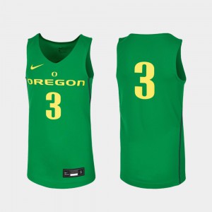 Youth(Kids) Oregon Ducks #3 Kelly Green Replica College Basketball Jersey 422662-383