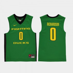 Youth(Kids) Oregon Ducks #0 Will Richardson Green Replica College Basketball Jersey 372114-523