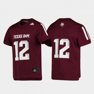 Youth(Kids) Aggie #12 Maroon Replica Football Jersey 326309-957