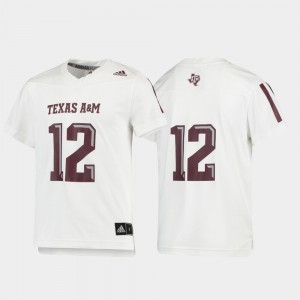 Youth Texas A&M #12 White Replica Football Jersey 230625-245