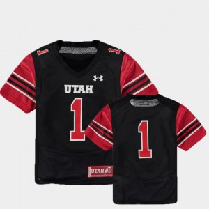 Kids University of Utah #1 Black College Football Finished Replica Jersey 946247-404